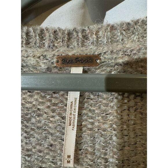 Free People Gray Wrap Front Knit Mohair Alpaca Wool Blend Sweater M Boho Chic - Picture 5 of 11